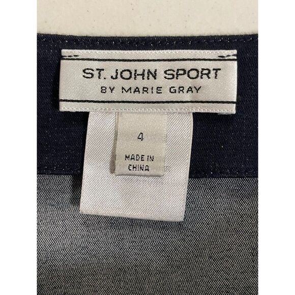 St John Sport Marie Gray Double Front Zip Navy Sheath Skirt 4 - Picture 3 of 6